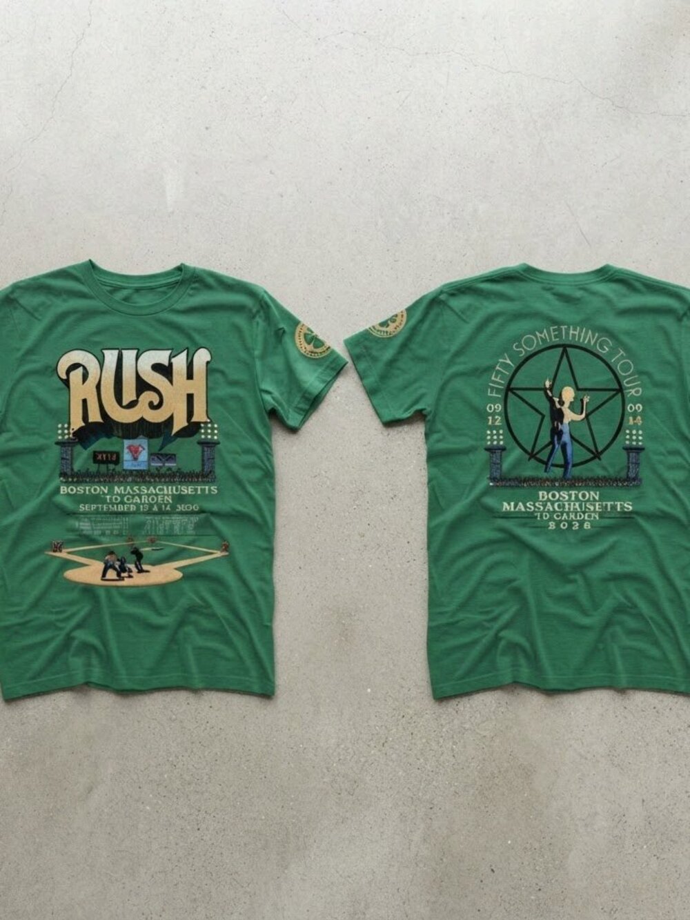 Rush Fifty Something Tour Boston TD Garden Green T-Shirt S-4XL